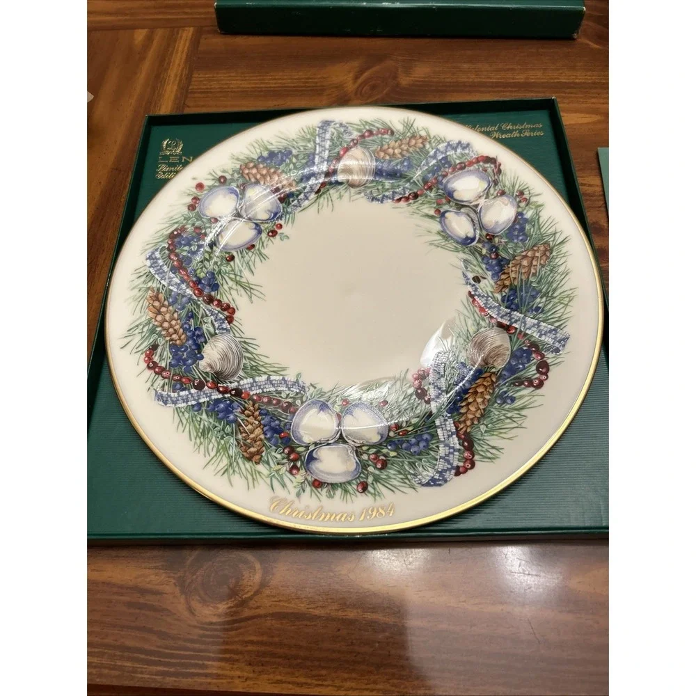 lenox colonial christmas‎ wreath plate Rhode Island Fourth Colony NIB 1984
